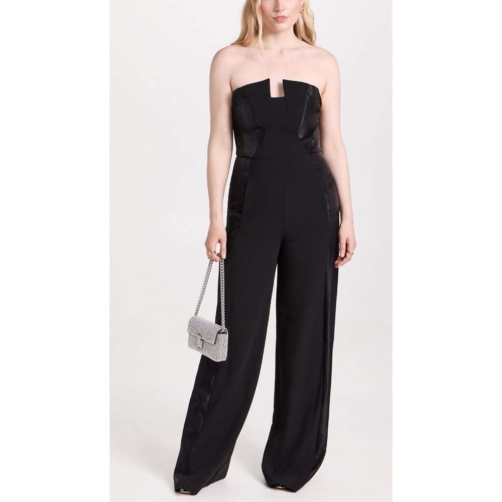 NWT Black Halo Lena Color‎ Block Strapless Wide Leg Jumpsuit in Black